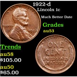 1922-d Lincoln Cent 1c Grades Select AU