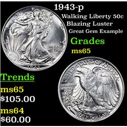 1943-p Walking Liberty Half Dollar 50c Grades GEM Unc
