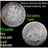 Image 1 : 1853-p Arrows & Rays Seated Liberty Quarter 25c Grades vg+