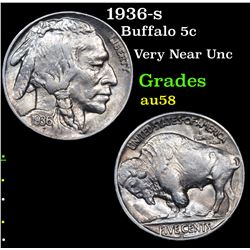1936-s Buffalo Nickel 5c Grades Choice AU/BU Slider