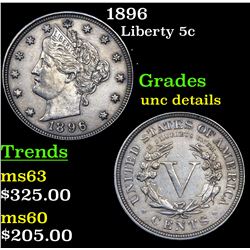 1896 Liberty Nickel 5c Grades Unc Details