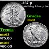 Image 1 : 1937-p Walking Liberty Half Dollar 50c Grades Select Unc