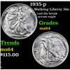 Image 1 : 1935-p Walking Liberty Half Dollar 50c Grades Choice Unc