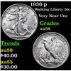 Image 1 : 1936-p Walking Liberty Half Dollar 50c Grades Choice AU/BU Slider