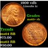 Image 1 : 1909 vdb Lincoln Cent 1c Grades Select+ Unc RB