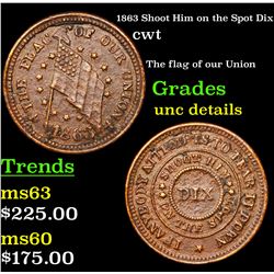 1863 Shoot Him on the Spot Dix Civil War Token 1c Grades Unc Details