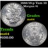 Image 1 : 1886/18-p Vam 10 Morgan Dollar $1 Grades Choice Unc