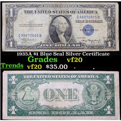 1935A $1 Blue Seal Silver Certificate Grades vf, very fine