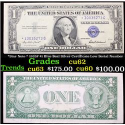 *Star Note * 1935F $1 Blue Seal Silver Certificate Low Serial Number Grades Select+ CU