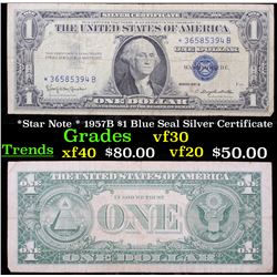 *Star Note * 1957B $1 Blue Seal Silver Certificate Grades vf++