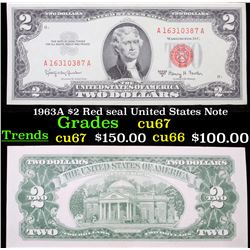 1963A $2 Red seal United States Note Grades Gem++ CU