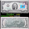 Image 1 : 1976 $2 Federal Reserve Note 1st Day of Issue, with Stamp Grades Gem CU
