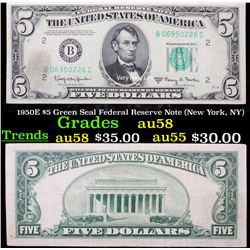 1950E $5 Green Seal Federal Reserve Note (New York, NY) Grades Choice AU/BU Slider