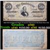 Image 1 : 1864 $50 Confederate States of America Richmond CSA Bank Note T-66 Grades xf