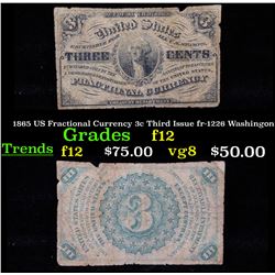 1865 US Fractional Currency 3c Third Issue fr-1226 Washingon Grades f, fine