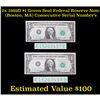 Image 1 : 2X 1969D $1 Green Seal Federal Reserve Note (Boston, MA) Consecutive Serial Number's Grades Gem CU