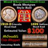 Image 1 : Mixed small cents 1c orig shotgun roll, 1919-d Wheat Cent, 1899 Indian Cent other end, McDonalds Wra