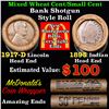 Image 1 : Mixed small cents 1c orig shotgun roll, 1917-d Wheat Cent, 1895 Indian Cent other end, McDonalds Wra