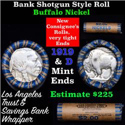 Buffalo Nickel Shotgun Roll in Old Bank Style 'Los Angeles Trust And Savins Bank'  Wrapper 1919 & d 