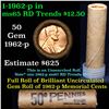 Image 1 : Uncirculated Shotgun Lincoln 1c roll, 1962-p 50 pcs Brandt Wrapper