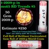 Image 1 : Uncirculated shotgun Lincoln 1c roll, 1909-p  50 pcs N.F. String & Son Wrapper
