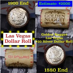 ***Auction Highlight*** Full Morgan/Peace Golden Nugget Hotel silver $1 roll $20, 1880 & 1900 end (f