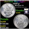 Image 1 : ***Auction Highlight*** 1898-p Morgan Dollar $1 Graded GEM+ Unc By USCG (fc)