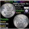 Image 1 : ***Auction Highlight*** 1880-p Vam 5a Morgan Dollar $1 Graded Choice+ Unc By USCG (fc)