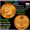 Image 1 : ***Auction Highlight*** 1883 Indian Cent 1c Graded Choice+ Unc RD By USCG (fc)