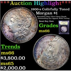 ***Auction Highlight*** 1900-s Collrfully Toned Morgan Dollar $1 Graded GEM+ Unc By USCG (fc)