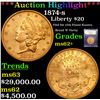 Image 1 : ***Auction Highlight*** 1874-s Gold Liberty Double Eagle $20 Graded Select Unc By USCG (fc)