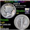 Image 1 : ***Auction Highlight*** 1916-d Mercury Dime 10c Graded g+ By USCG (fc)