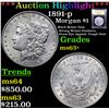 Image 1 : ***Auction Highlight*** 1891-p Morgan Dollar $1 Graded Select+ Unc By USCG (fc)