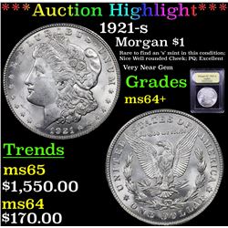 ***Auction Highlight*** 1921-s Morgan Dollar $1 Graded Choice+ Unc By USCG (fc)
