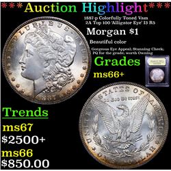 ***Auction Highlight*** 1887-p Colorfully Toned Vam 2A Top 100 'Alligator Eye' I3 R5  Morgan $1 Grad