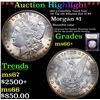 Image 1 : ***Auction Highlight*** 1887-p Colorfully Toned Vam 2A Top 100 'Alligator Eye' I3 R5  Morgan $1 Grad