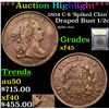 Image 1 : ***Auction Highlight*** 1804 C-8 'Spiked Chin' Draped Bust Half Cent 1/2c Graded xf+ By USCG (fc)