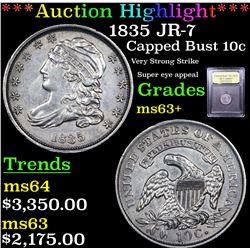 ***Auction Highlight*** 1835 JR-7 Capped Bust Dime 10c Graded Select+ Unc By USCG (fc)