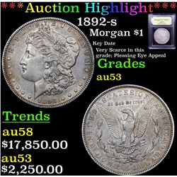 ***Auction Highlight*** 1892-s Morgan Dollar $1 Graded Select AU By USCG (fc)