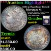 Image 1 : ***Auction Highlight*** 1881-p Rainbow Toned Morgan Dollar $1 Graded Choice+ Unc By USCG (fc)
