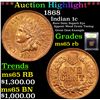 Image 1 : ***Auction Highlight*** 1868 Indian Cent 1c Graded GEM Unc RB By USCG (fc)