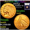 Image 1 : ***Auction Highlight*** 1912-p Gold Indian Half Eagle $5 Graded Select Unc By USCG (fc)