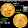 Image 1 : ***Auction Highlight*** 1904-p Gold Liberty Double Eagle $20 Graded Select Unc By USCG (fc)