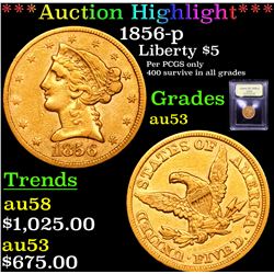 ***Auction Highlight*** 1856-p Gold Liberty Half Eagle $5 Graded Select AU By USCG (fc)