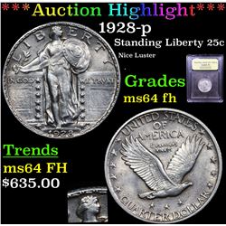***Auction Highlight*** 1928-p Standing Liberty Quarter 25c Graded Choice Unc FH By USCG (fc)