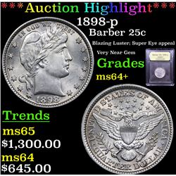 ***Auction Highlight*** 1898-p Barber Quarter 25c Graded Choice+ Unc By USCG (fc)