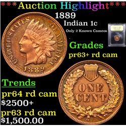 Proof ***Auction Highlight*** 1889 Indian Cent 1c Graded select+ proof Red Cam BY USCG (fc)