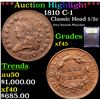 Image 1 : ***Auction Highlight*** 1810 C-1 Classic Head half cent 1/2c Graded xf+ BY USCG (fc)
