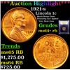 Image 1 : ***Auction Highlight*** 1921-s Lincoln Cent 1c Graded Choice+ Unc RB By USCG (fc)