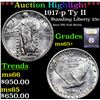 Image 1 : ***Auction Highlight*** 1917-p Ty II Standing Liberty Quarter 25c Graded GEM+ Unc By USCG (fc)